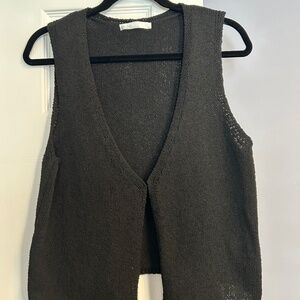 Oak + Fort Sleeveless Knit Vest | Open Front | Size L
